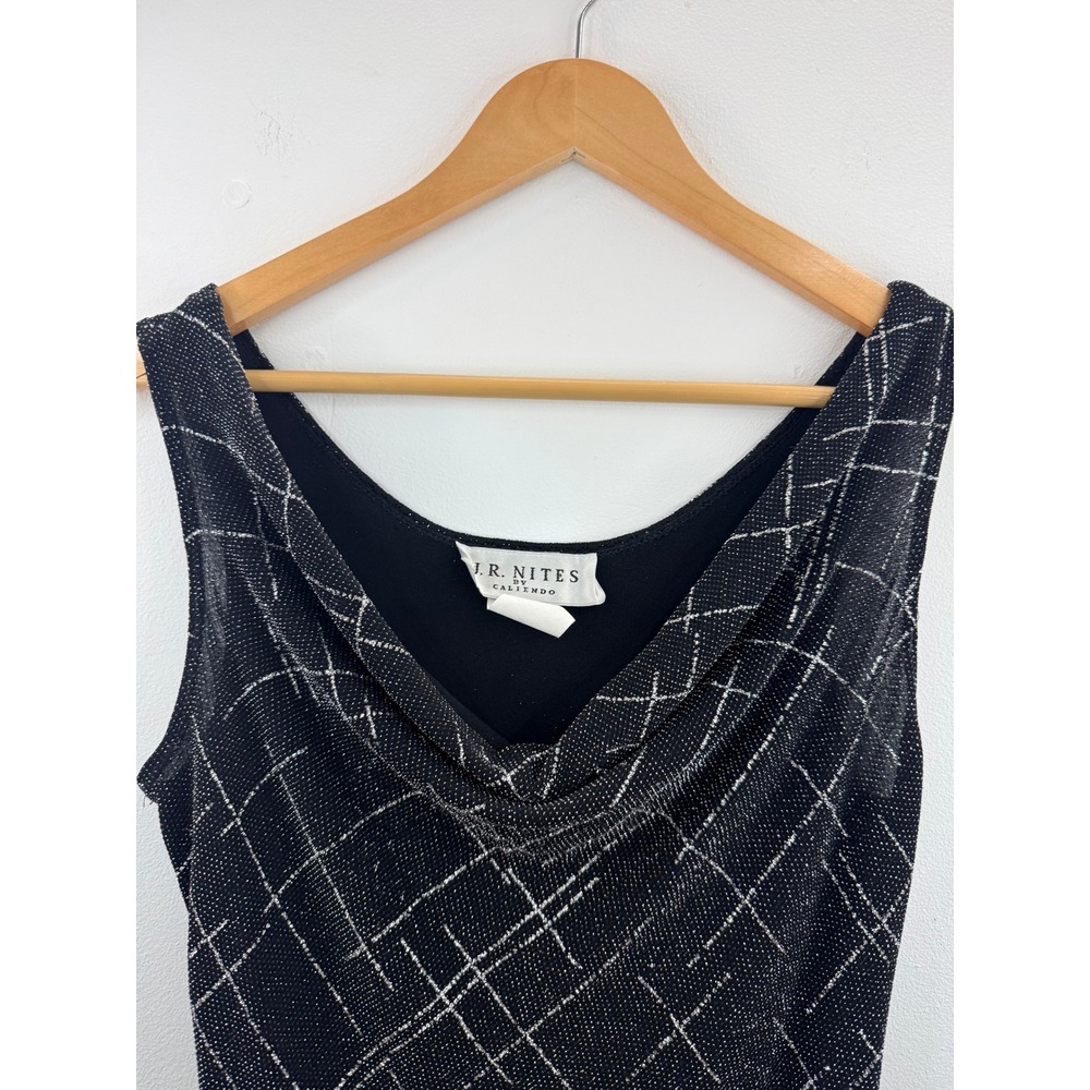 JR Nites by Caliendo Black Sparkle Cowl Neck Sleeveless Top Sz 12 Party Chic - Picture 5 of 5
